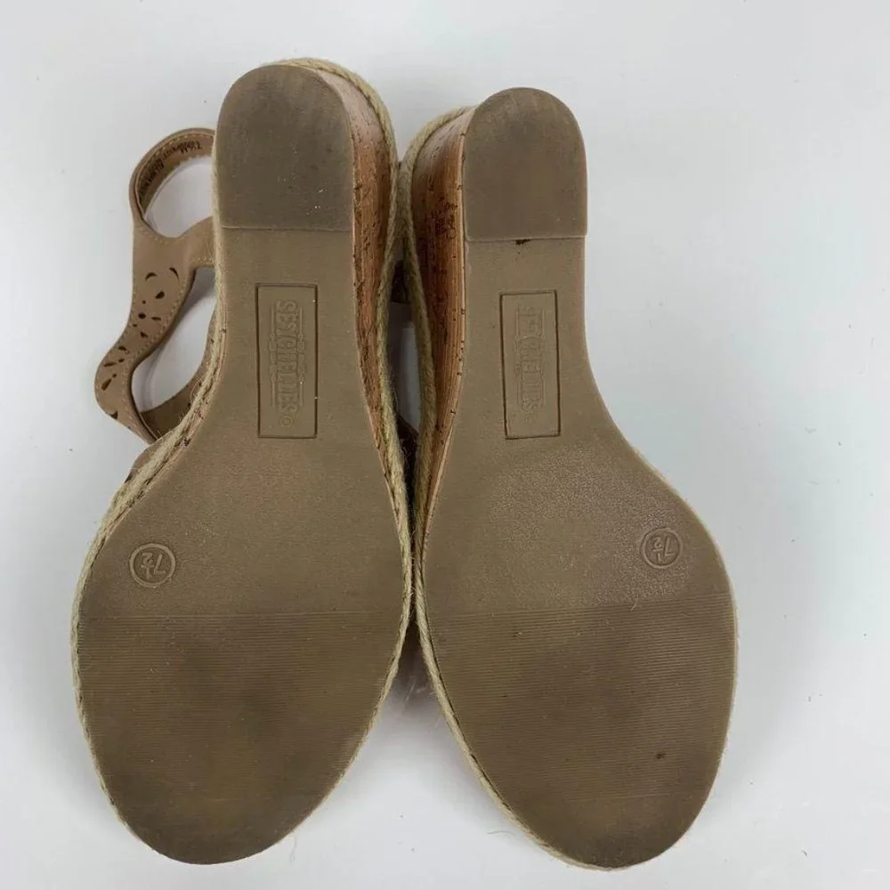 Seychelles Tan Floral Cutout Cork‎ Wedges Sandals